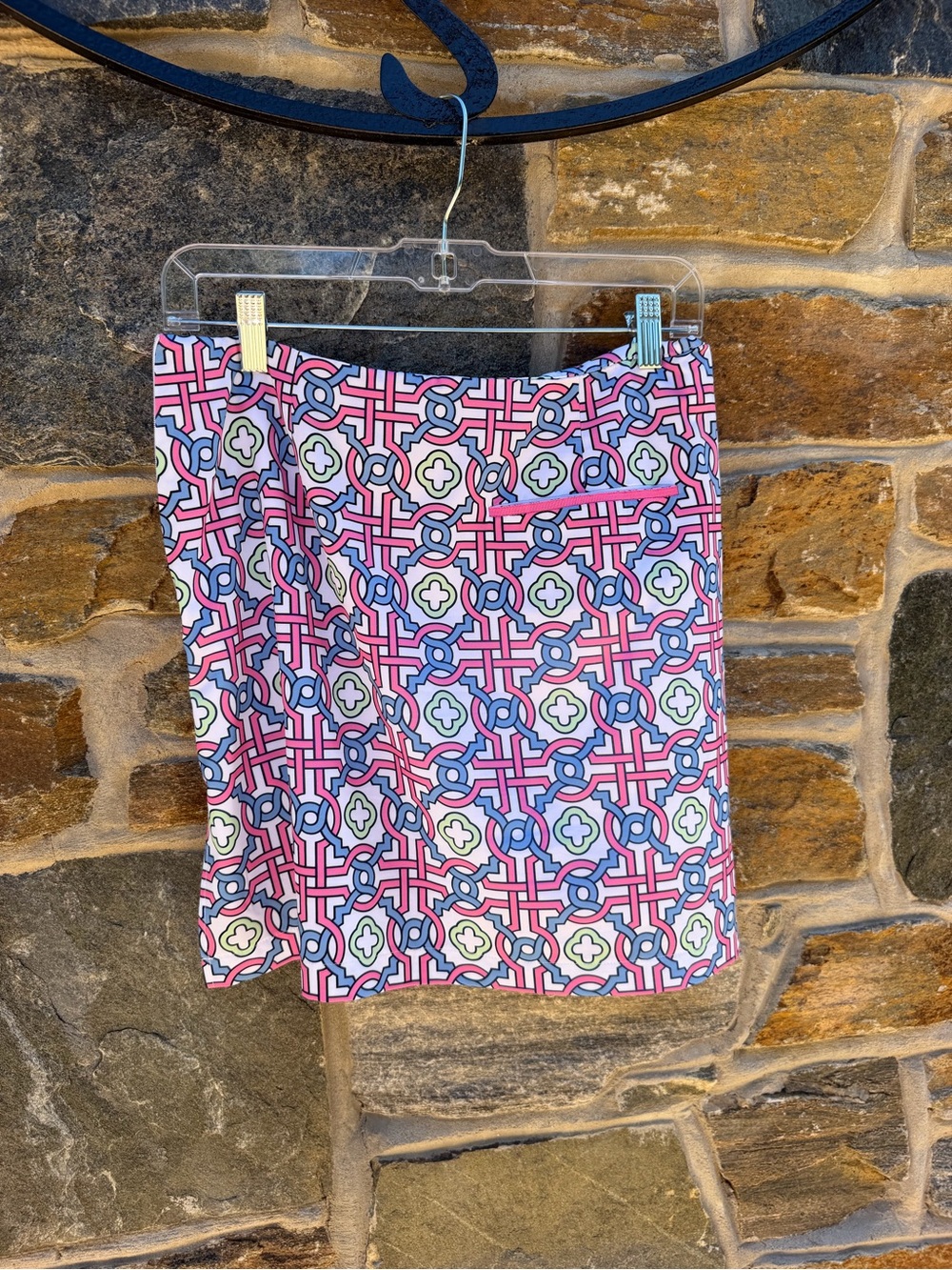 Patterned Mini Skirt in Pink, Blue, White, and Green